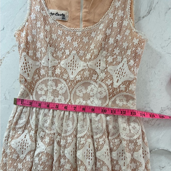 Vintage VICTOR COSTA Cream Lace Sleeveless Long Dress, Size S/M - Picture 11 of 15